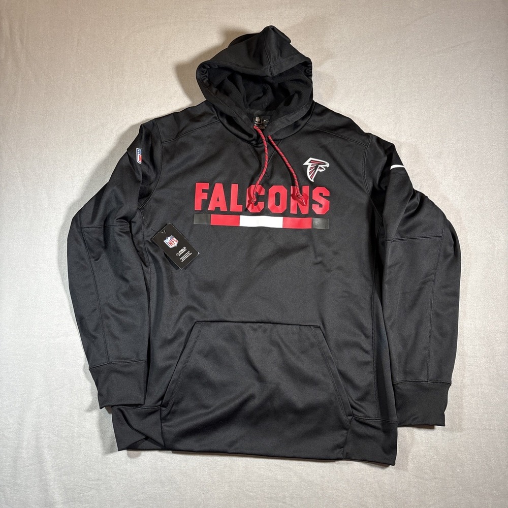Atlanta Falcons Hoodie Mens XL Black Nike On Field Dri Fit NFL Football